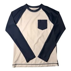 Crewcuts Kids Rashguard Long Sleeve‎ UPF 50+ Sun Protection Navy White L 10-11
